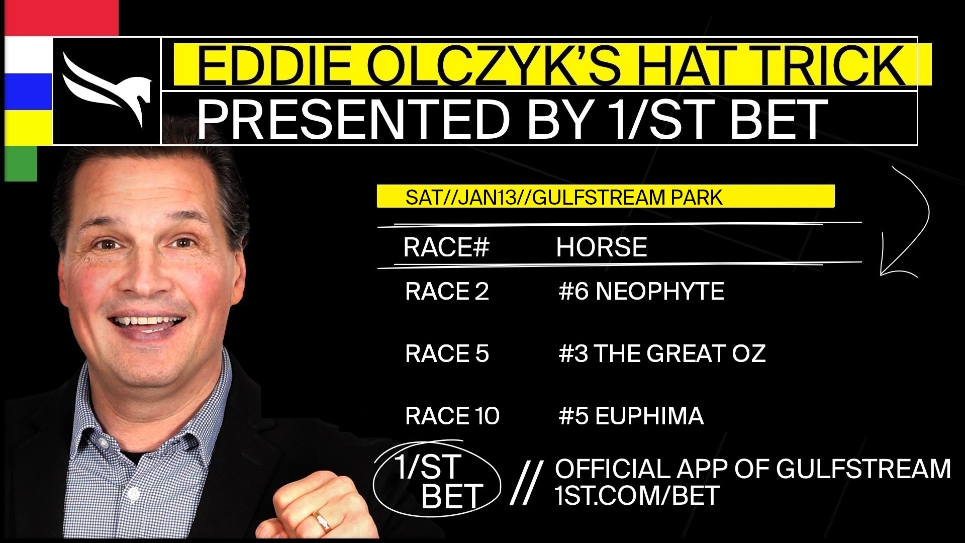 Eddie Olczyk Hat Trick Best Bets for Gulfstream Park Saturday